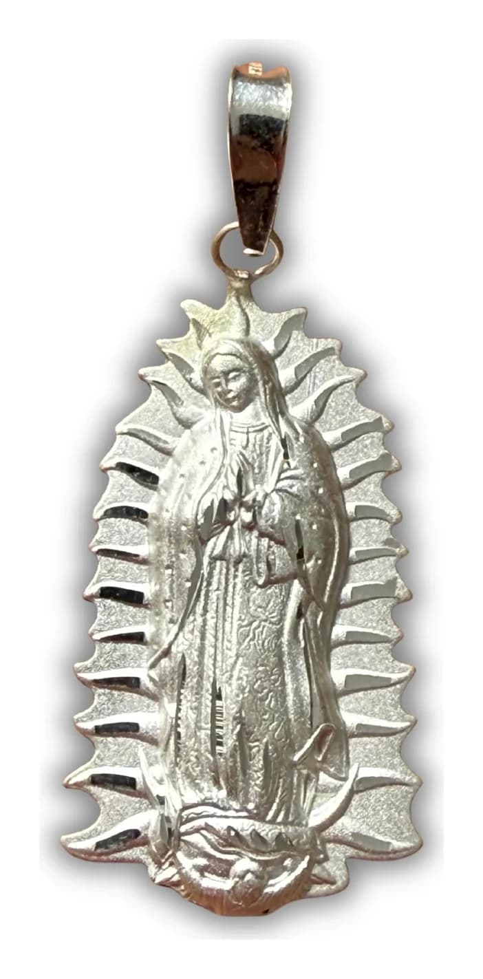 Dije de Plata de la Virgen de Guadalupe Mate 40 MM