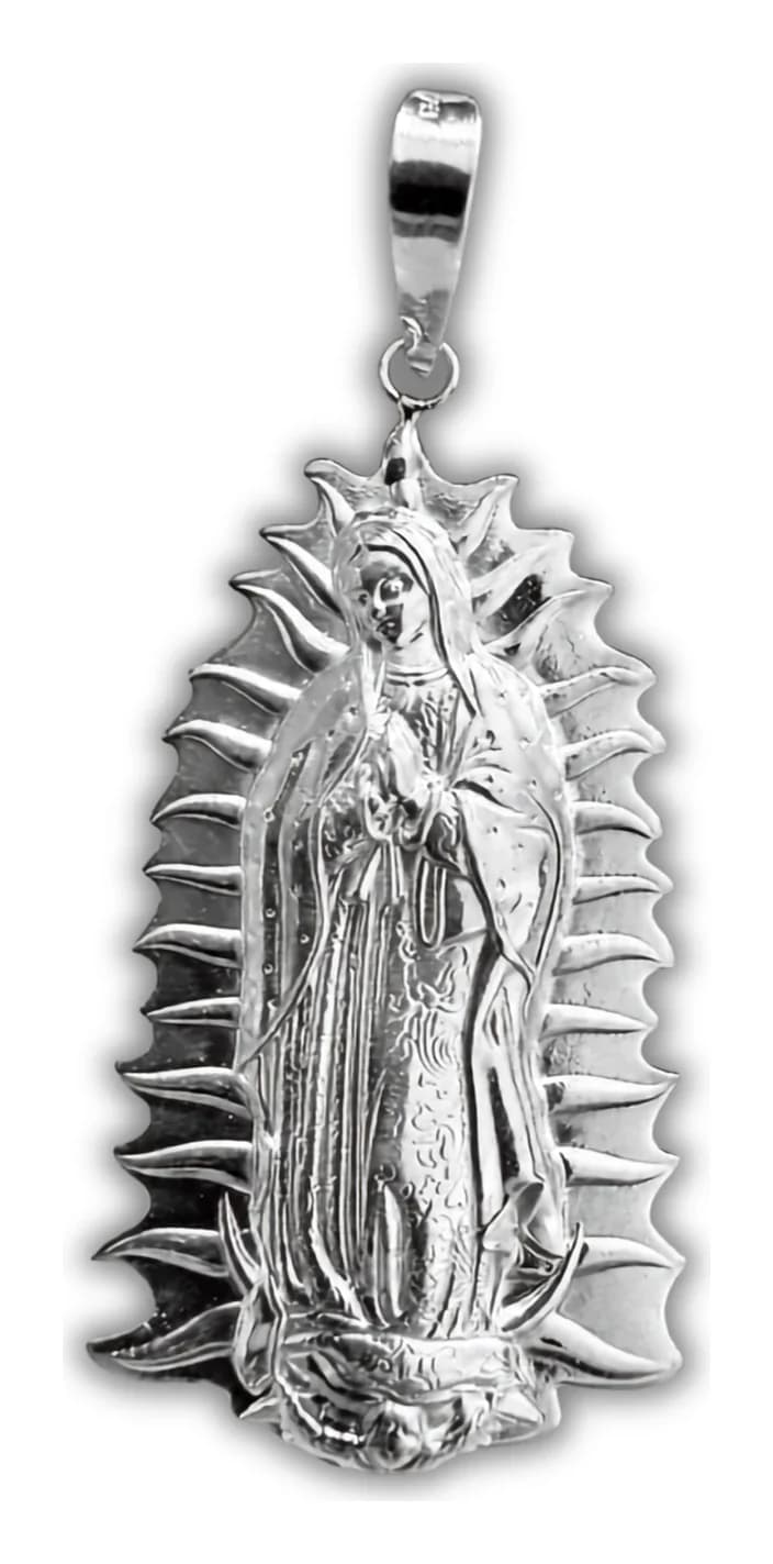 Dije de Plata de la Virgen de Guadalupe Troquelado 50 MM