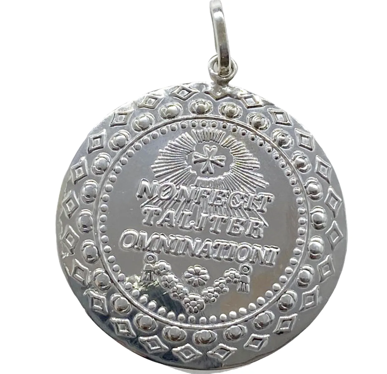 Medalla de Plata de La Virgen de Guadalupe Clásica Redonda 34 MM (reverso)