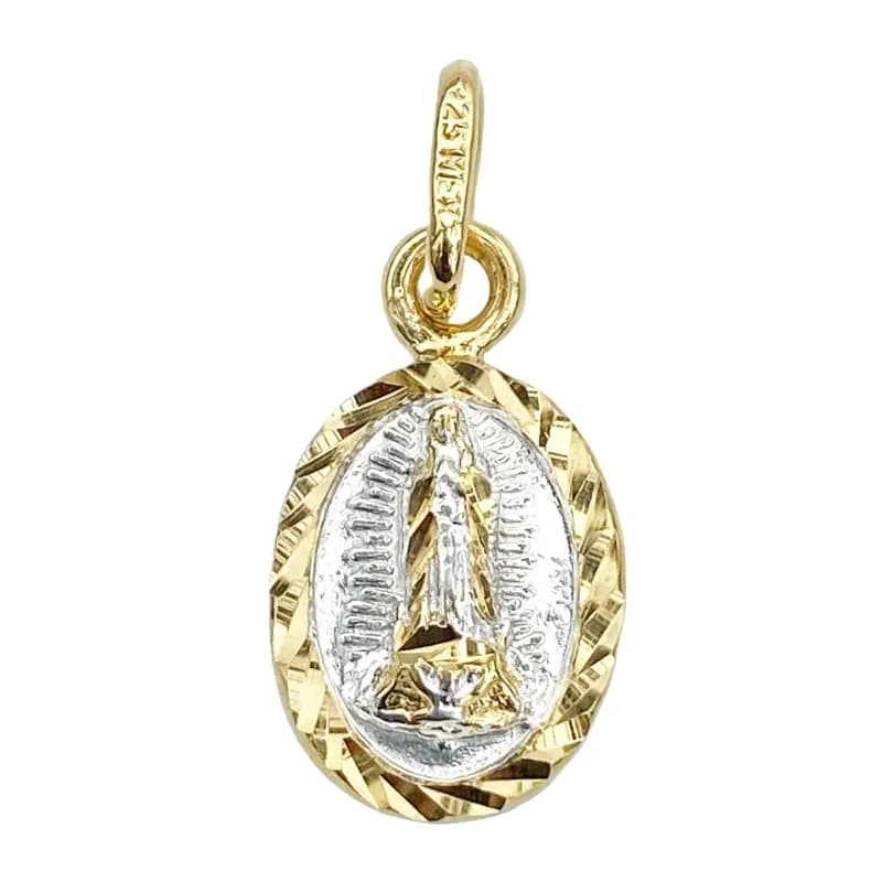Medalla de Plata de La Virgen de Guadalupe con baño de oro 10 MM