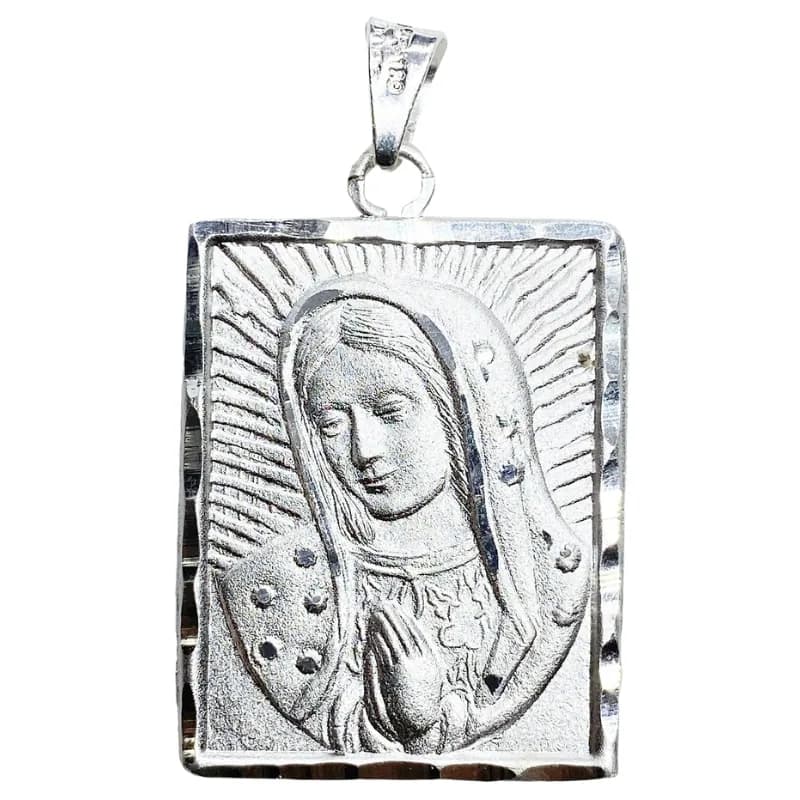 Medalla de Plata de La Virgen de Guadalupe en Cuadro Grande 30 MM