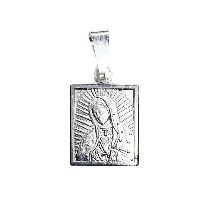 Medalla de Plata de La Virgen de Guadalupe en Cuadro Mini 8 MM