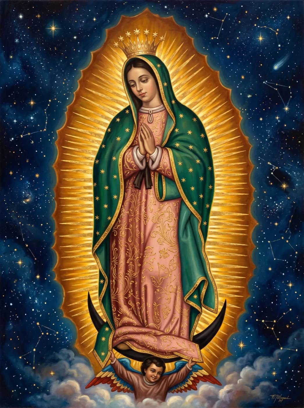 Imagen de la Virgen de Guadalupe — La Virgen de Guadalupe con rayos dorados en HD