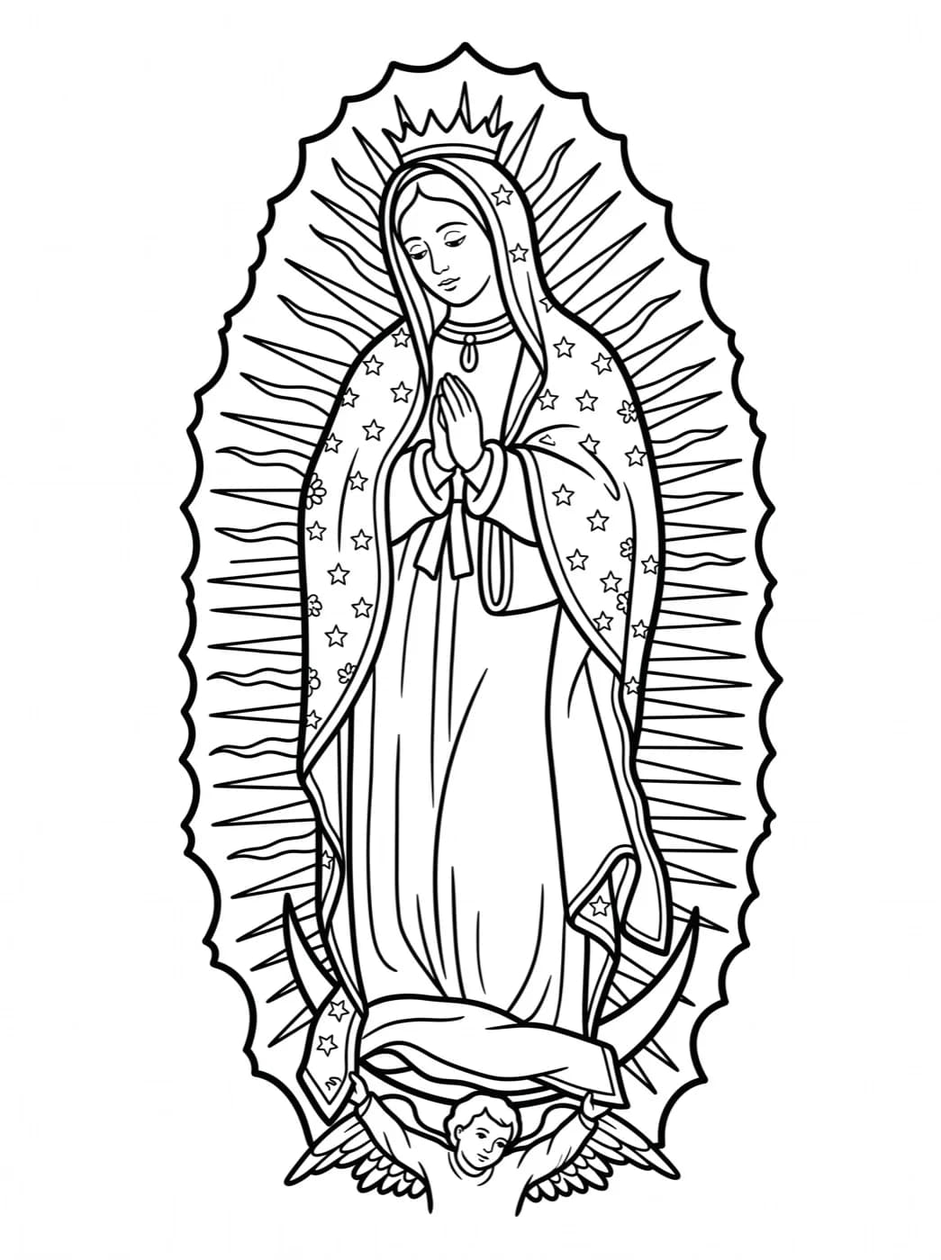 Imagen de la Virgen de Guadalupe — Dibujo de la Virgen de Guadalupe para colorear
