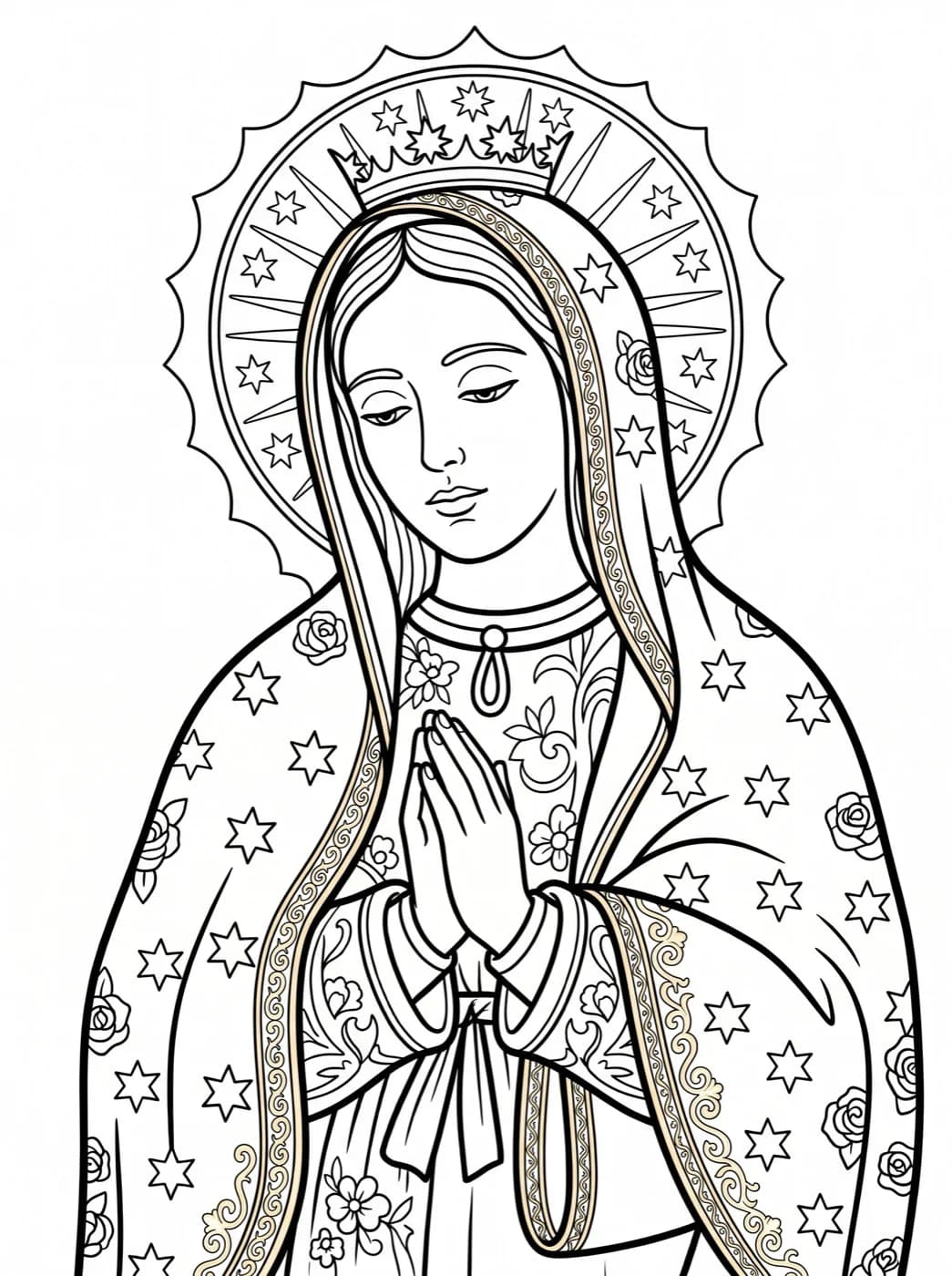 Imagen de la Virgen de Guadalupe — Rostro de la Virgen de Guadalupe para colorear