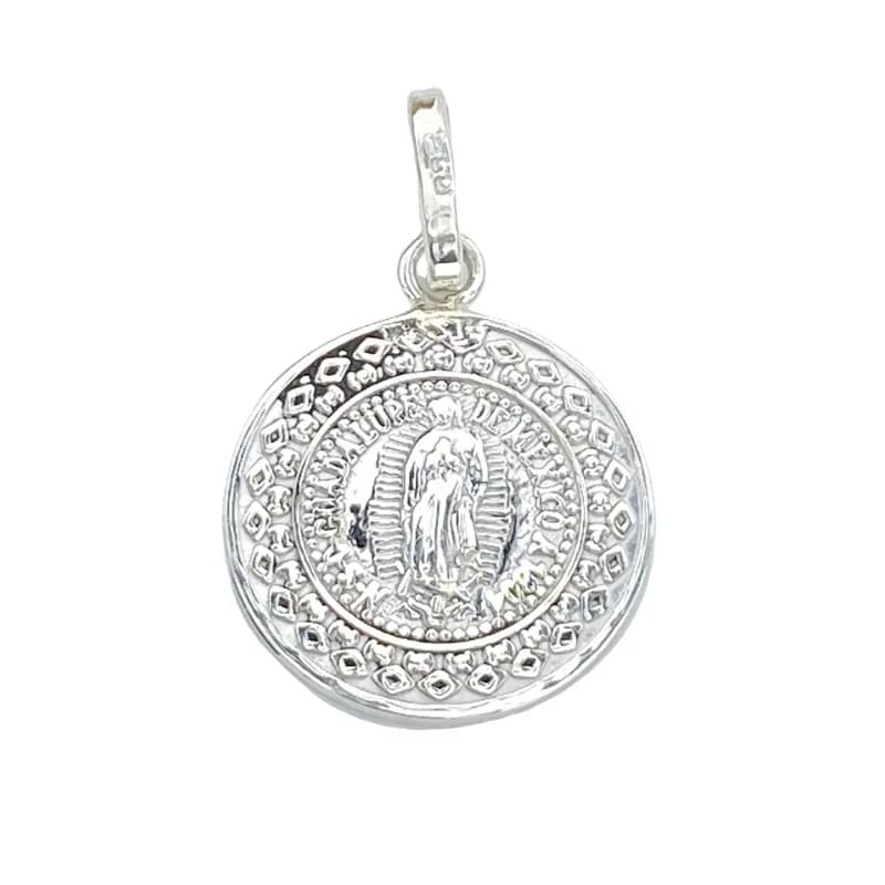 Medalla de Plata de La Virgen de Guadalupe Clásica Redonda Chica 16 MM