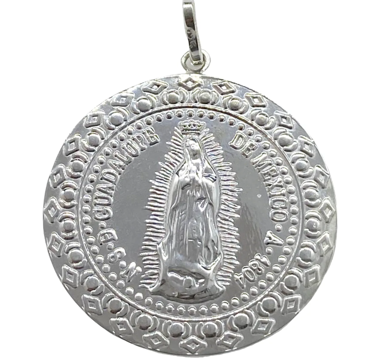 Medalla de Plata de La Virgen de Guadalupe Clásica Redonda 34 MM