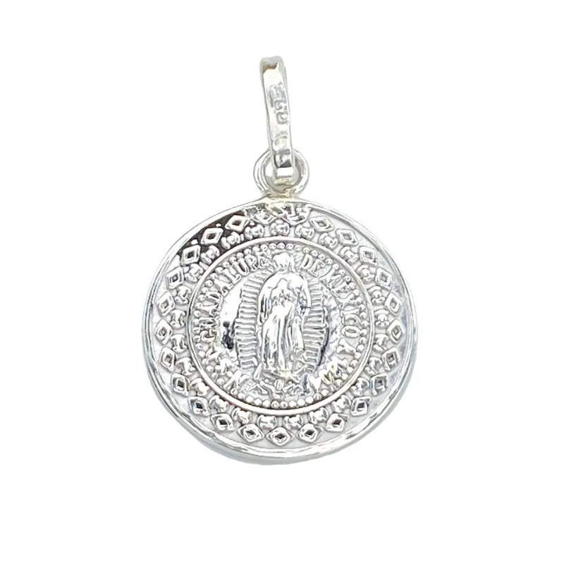 Medalla de Plata de La Virgen de Guadalupe Clásica Redonda Chica 16 MM