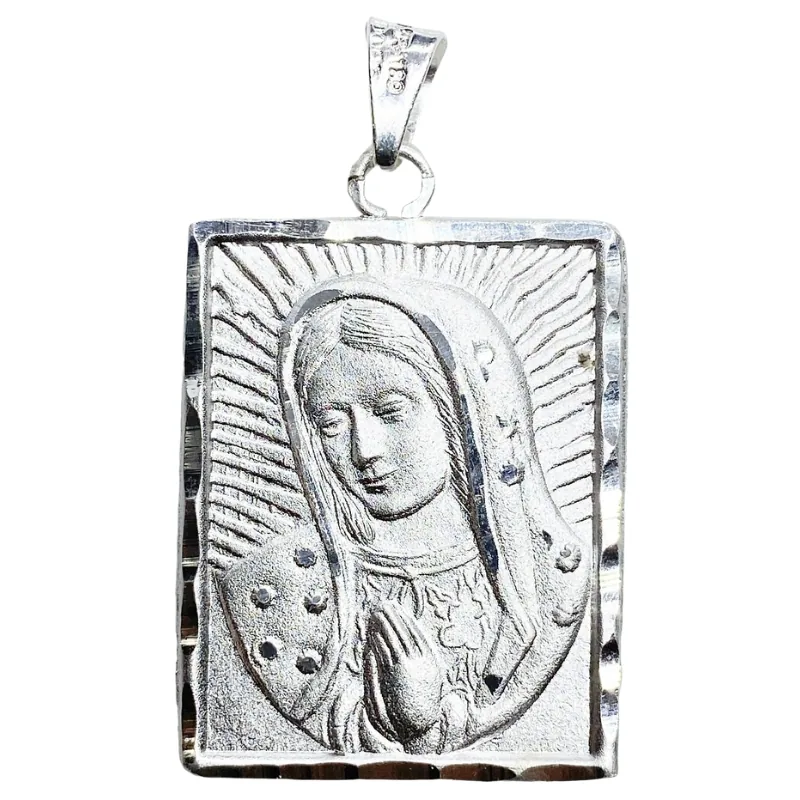 Medalla de Plata de La Virgen de Guadalupe en Cuadro Grande 30 MM