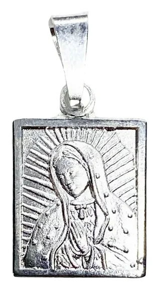 Medalla de Plata de La Virgen de Guadalupe en Cuadro Mini 8 MM