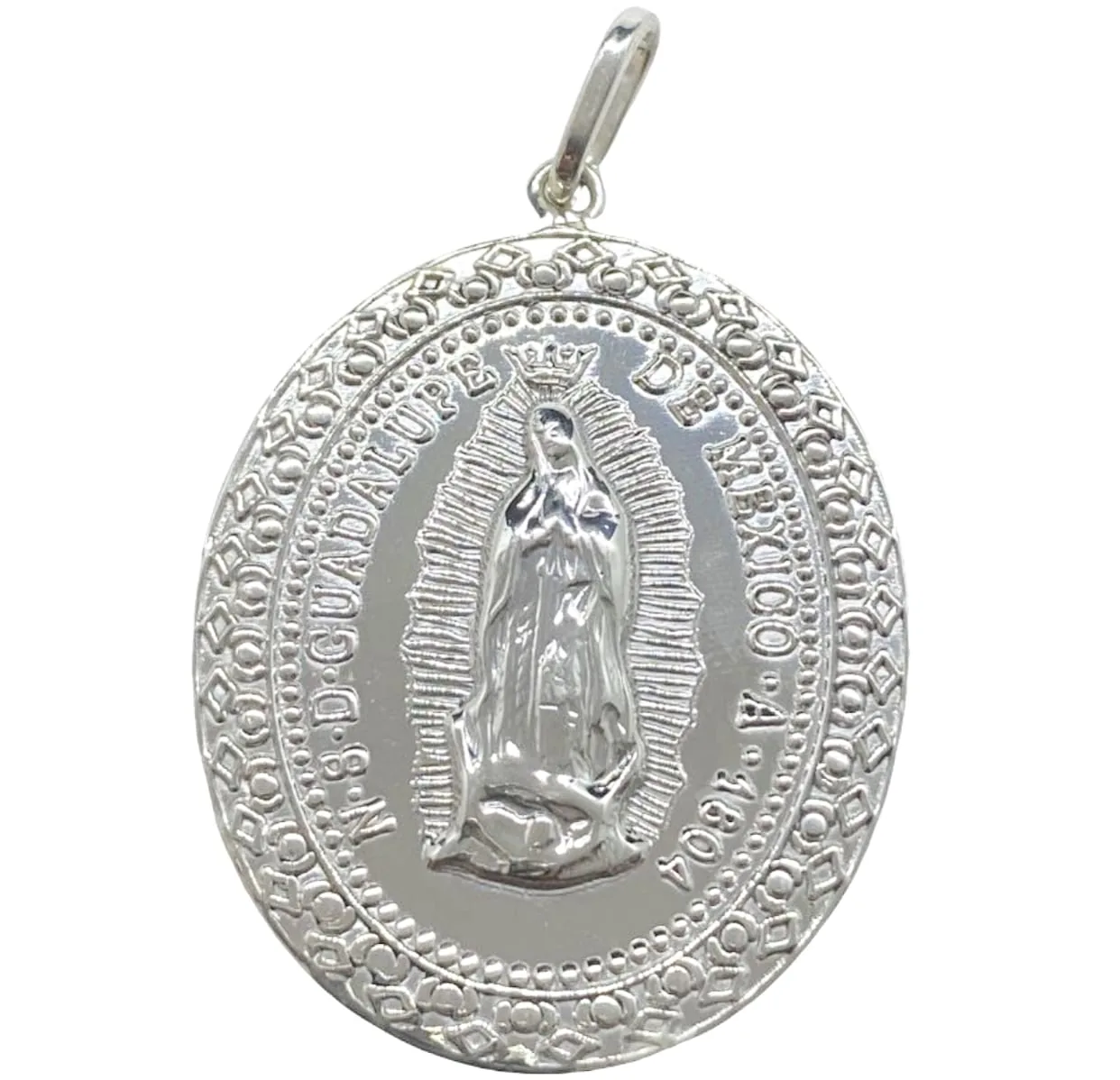 Medalla de Plata de La Virgen de Guadalupe Ovalada 34 MM