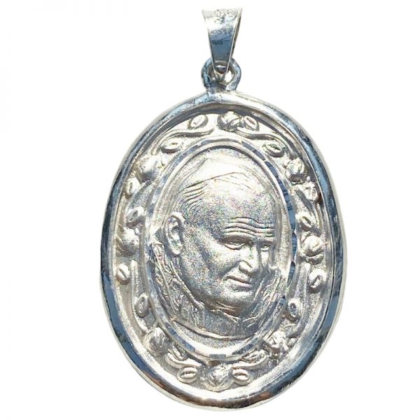 Medalla de Plata de La Virgen de Guadalupe y el papa Juan Pablo II